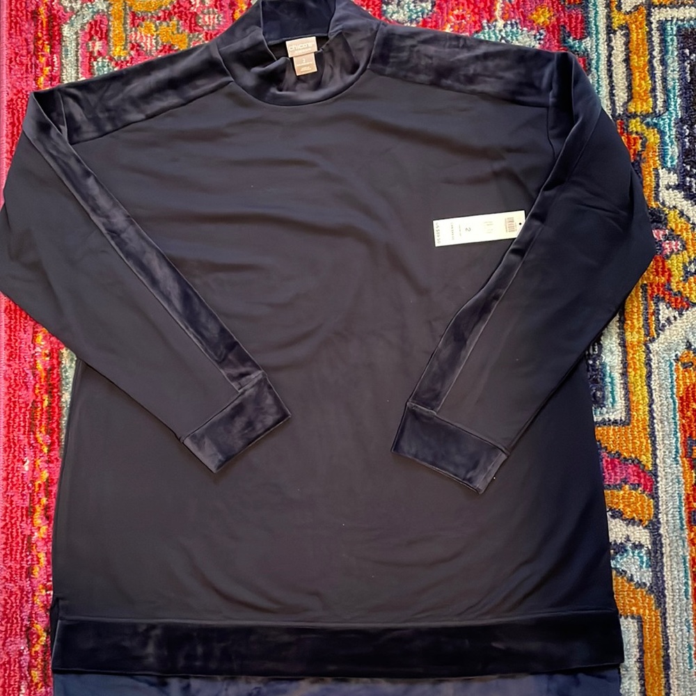 NWT Chico’s Size 2 Navy Top